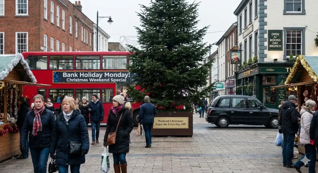 generate an image on What Happens When Christmas Falls on a Weekend in the UK