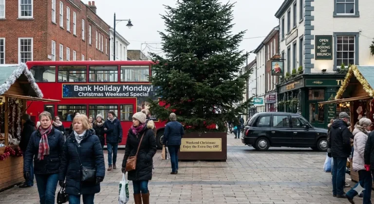 generate an image on What Happens When Christmas Falls on a Weekend in the UK